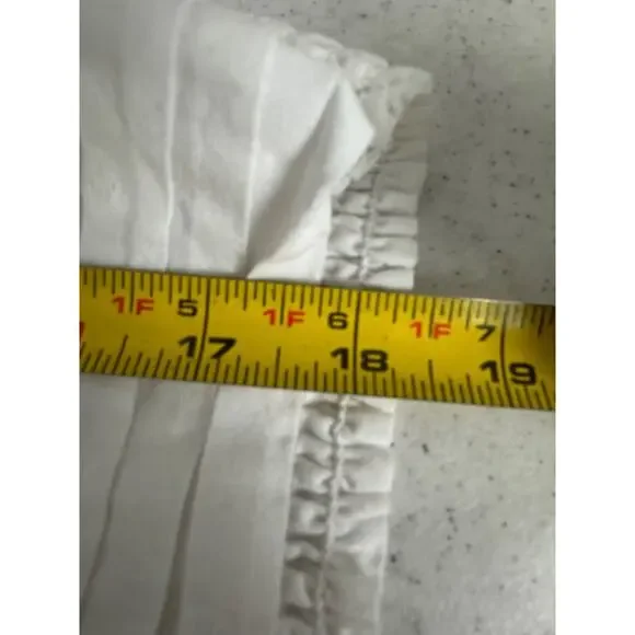 Maeve Anthropologie Blouse Womens 4 White Cropped Clip Dot Puffed Sleeve Top A2 - Picture 7 of 7